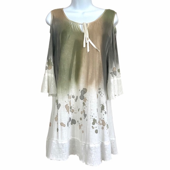 Ali Miles Tops - Ali Miles Boho Cold Shoulder Peasant Blouse Tunic Top Mini Dress Size Medium